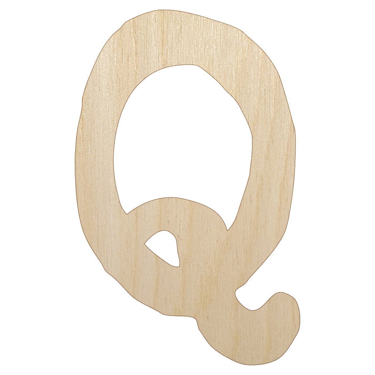Letter Q Uppercase Cute Typewriter Font Unfinished Wood Shape Piece Cutout for DIY Craft Projects